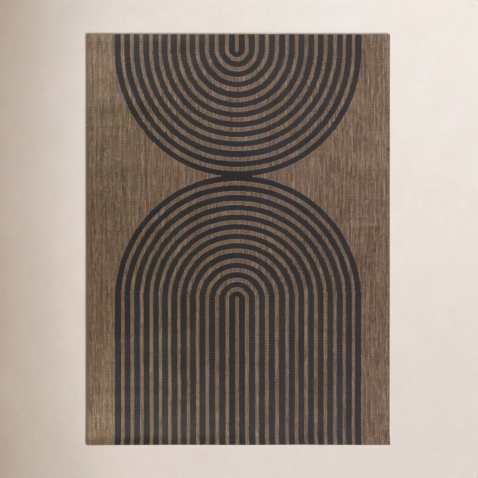 Sophia Black Brown Geometric Rug, Rectangle 7'10" x 10'
