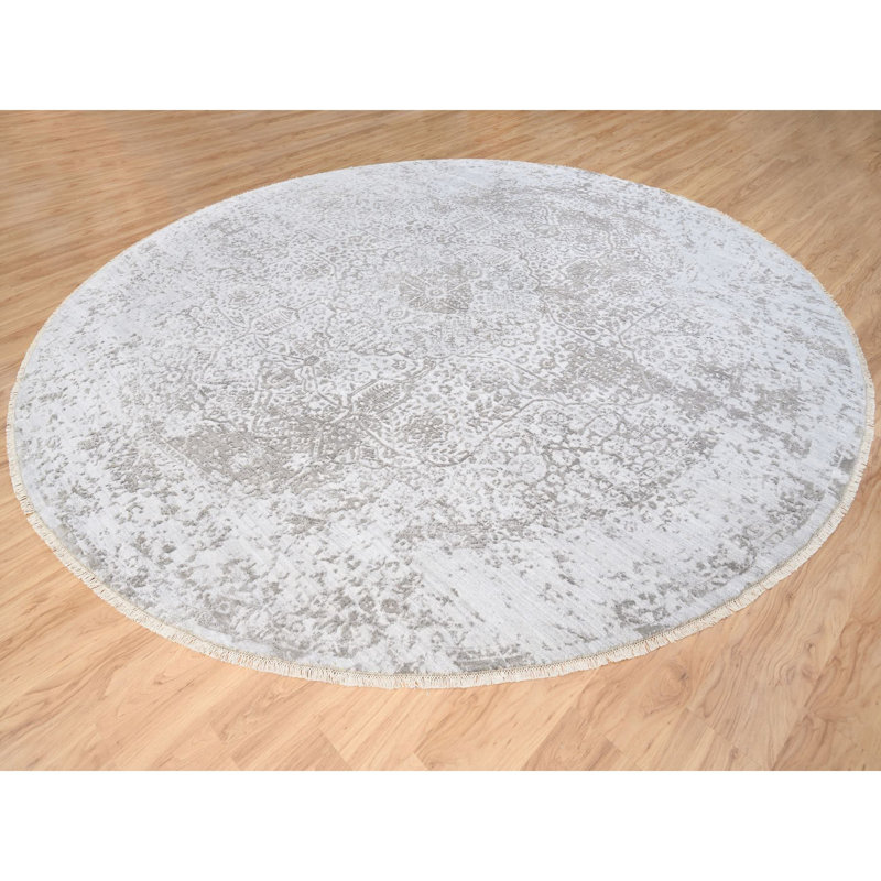 Tapis oriental oriental en laine et en soie pure noué à la main 11 pi 9 po x 11 pi 9 po Sh63477