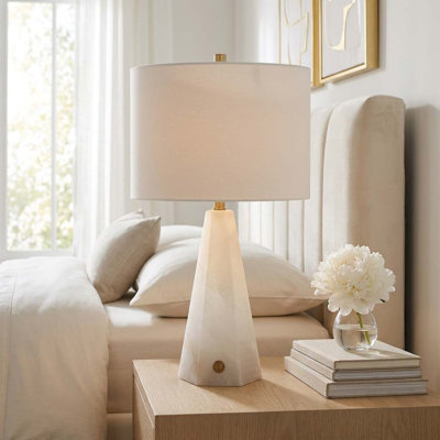 26" Laurel Alabaster Table Lamp, White