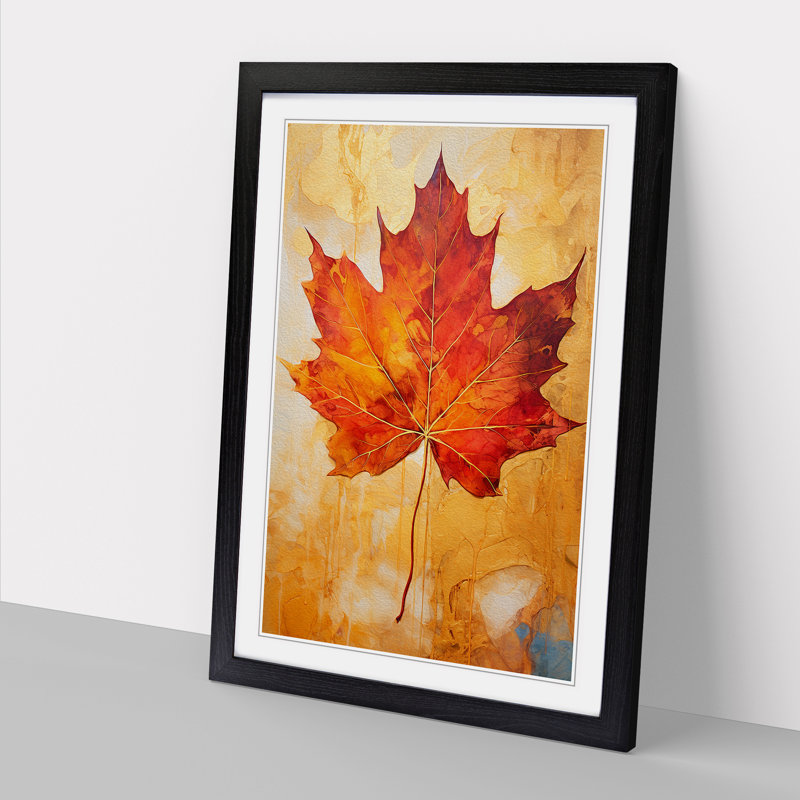 Leaf Gestural No.3 - Single Picture Frame Print on Wood, 46cm H x 34cm W x 2cm D, Black