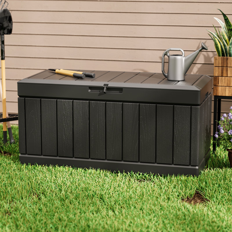 Furmax 45.66'' W 90 Gallons Water Resistant Lockable Deck Box, Black