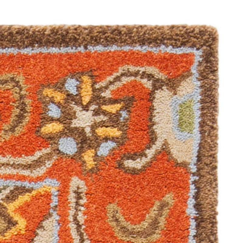 Tapis chocolat / mandarine en laine touffeté à la main Wahcheechee, Rectangle 7 pi 6 po x 9 pi 6 po