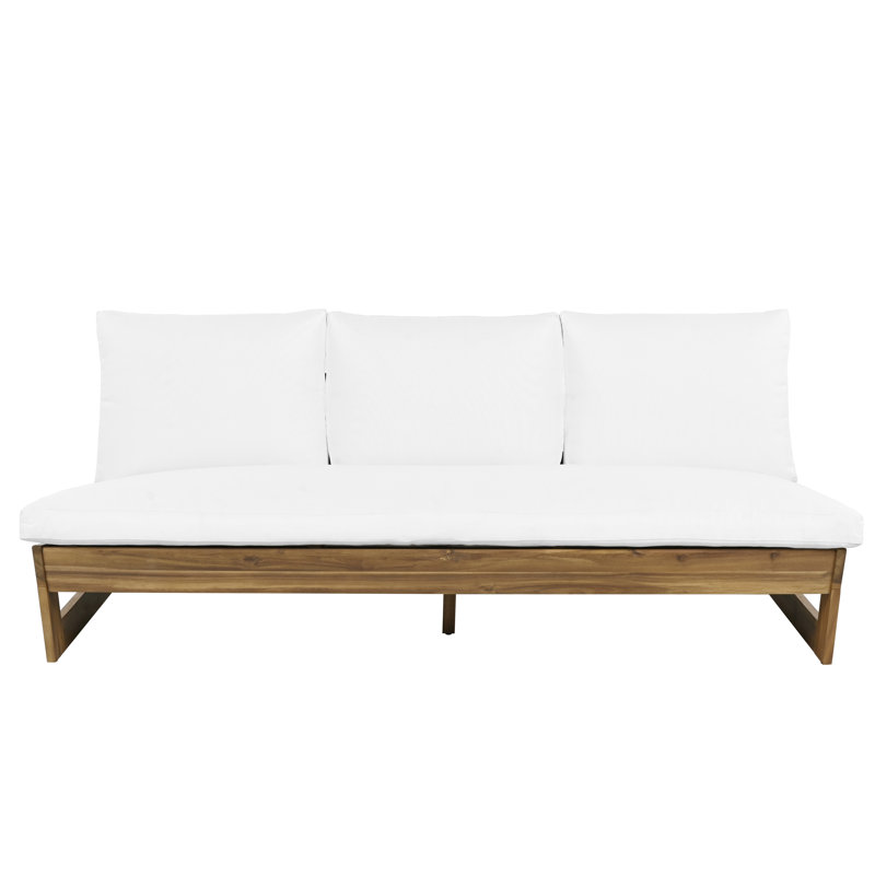 Ensemble de conversation d'extérieur en bois d'acacia Shelton Modern Coastal, Blanc, Teck