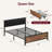 Queen Size Bed Frame With 4 Storage Drawers & Headboard – Rustic Metal, No Box Spring Needed, Noise Free