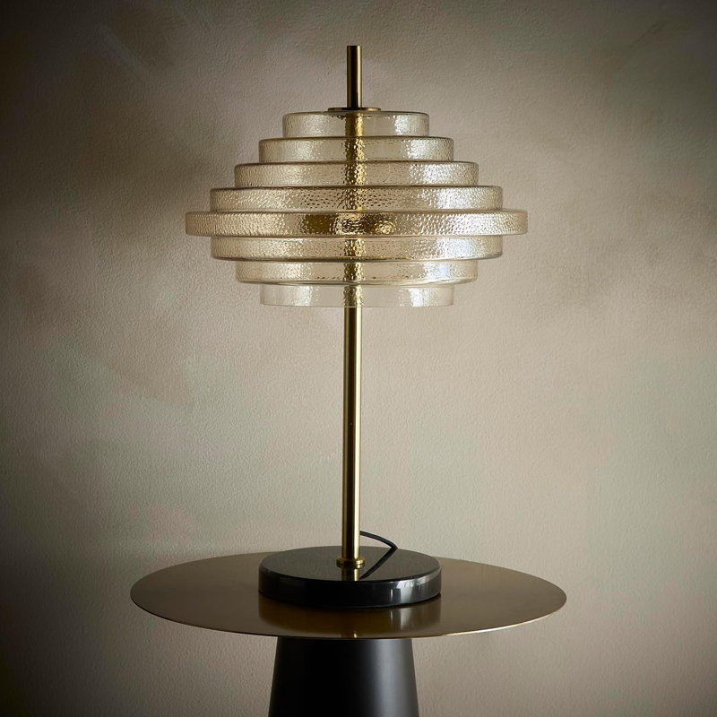 Azzo Table Lamp, Amber Glass