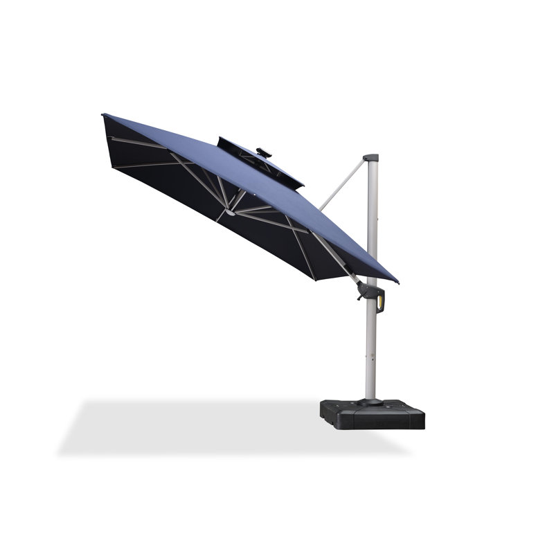 Samoti 3m X 9m Rectangle Cantilever Parasol, Navy Blue, 300cm W x 400cm D, With Base
