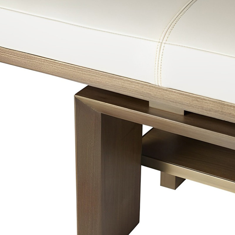 Banc rembourré en cuir massif, H 17,71 po x l 47,24 po x P 15,74 po