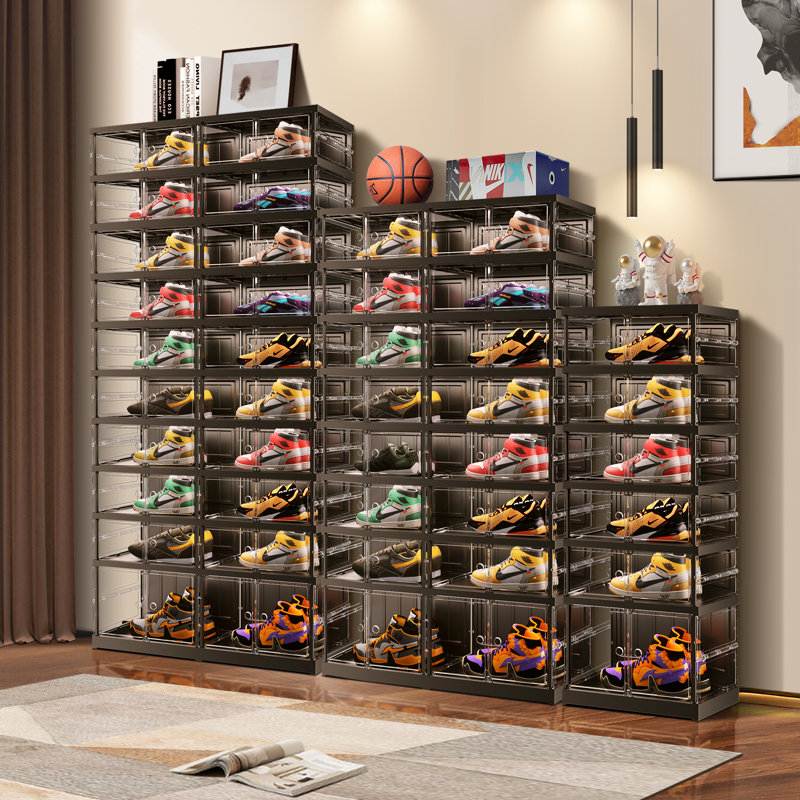 Armoire de rangement pour chaussures 12 paires en plastique empilable pour un vestibule facile à assembler