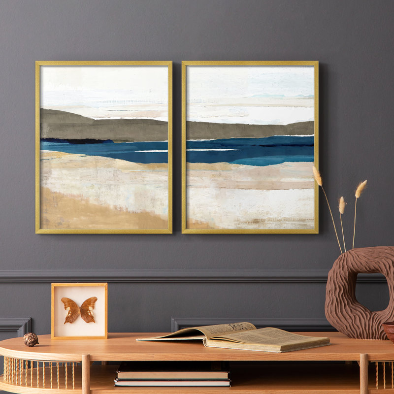 Reproduction encadrée Buttermere Triptych I-Premium - prête à être accrochée - aucun clou requis - aucun clou requis, Doré
