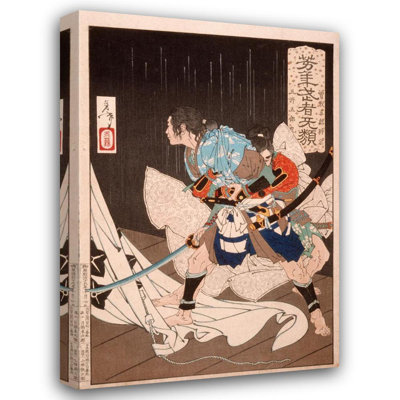 "Soga No Goro Tokimune Held Back by Gosho No Goromaru" by  Tsukioka Yoshitoshi - Gallery Wrap Canvas Wall Art