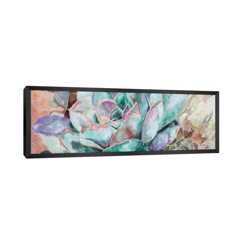 Desert Flower On Terra Cotta by Patricia Pinto - Floater Frame Panoramic Gallery-Wrapped Canvas Giclée on Canvas, Black