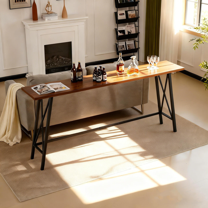 83.86in Modern Counter Height Bar Table ,Pub Table ,Console Table,Metal Frame for Dinner Kitchen and Living Room