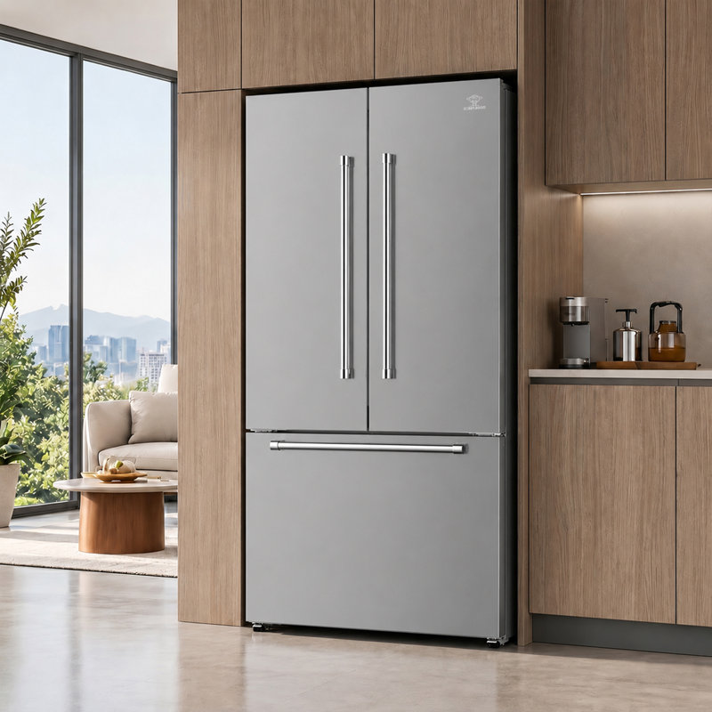 ENERGY STAR 27,4 pieds cubes Réfrigérateur à portes françaises de 36 pouces de large avec distributeur d'eau et de glaçons
