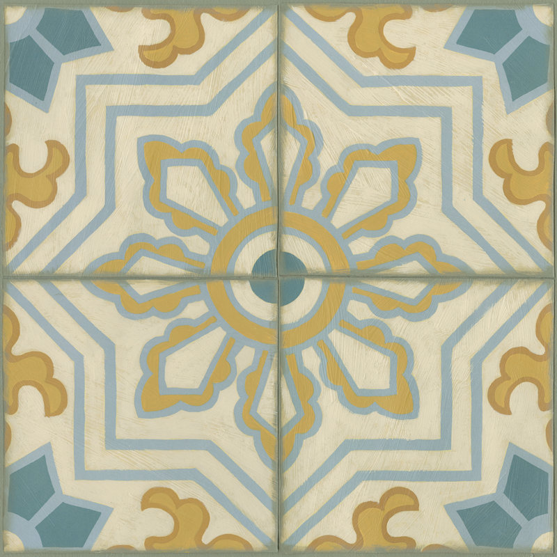 Old World Tiles III by Chariklia Zarris - Wrapped Canvas Painting, 91cm H x 91cm W x 3.8cm D