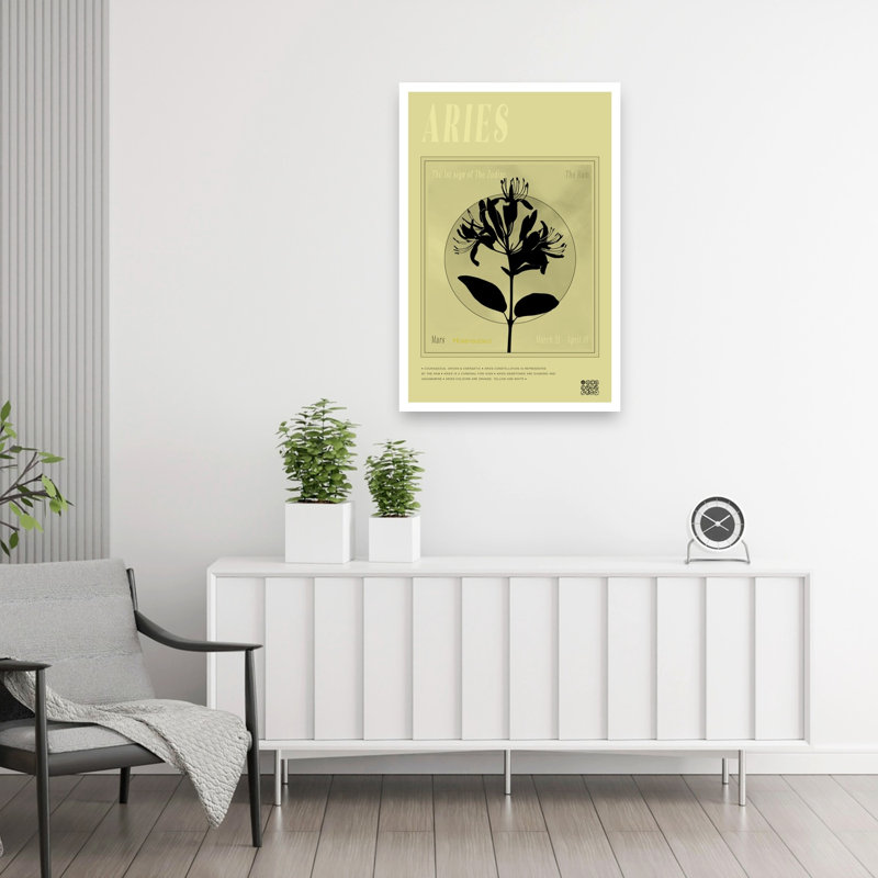 Aries Honeysuckle Zodiac Contemporary Honeysuckle Flower Nature Wall Art Print 1 Piece Wrapped Canvas Wall Art