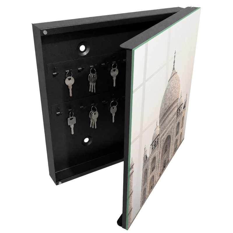 Key box for wall, Opens to the right, 30x30x5, Black, Monumental architecture with fine decorations, 
