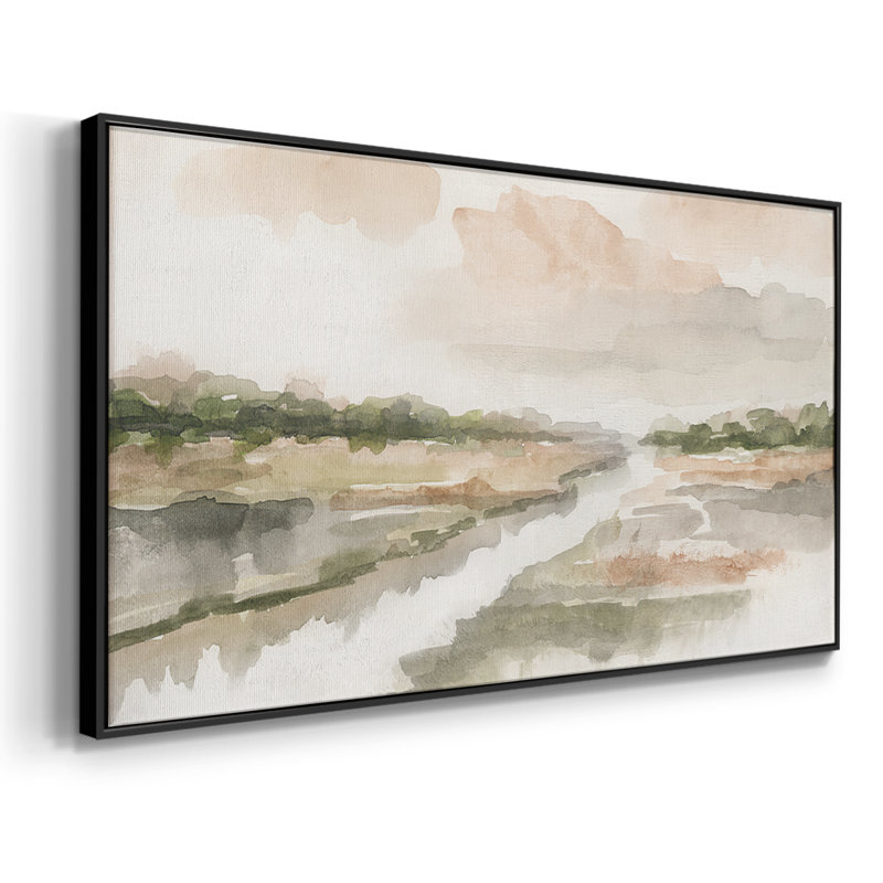 Moody Sunset - Toile tendue avec châssis tendue, prête à accrocher, H 17 po x l 33 po, Noir