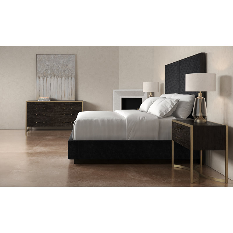 Meet U In The Middle Upholstered Bed, Queen, Black