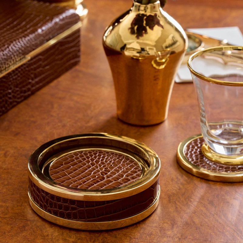 Classic Croc Leather Round Coaster