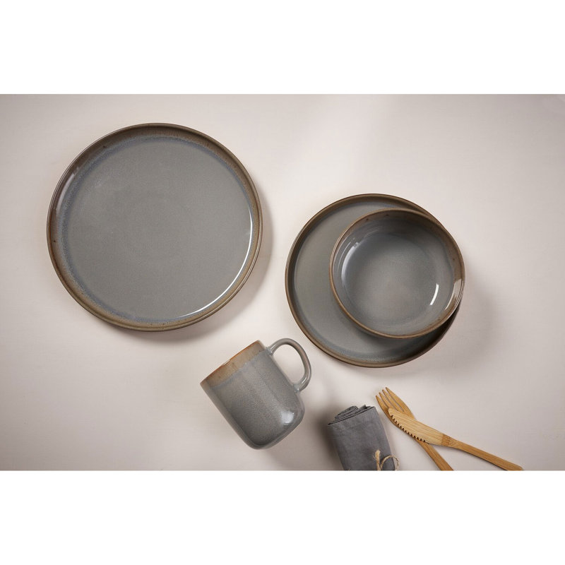 Stoneware Coffee Mug, Grey/Brown/Blue