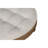 Large round ottoman coffee table in light grey, 2-tier design with button tufted top & wood storage shelf