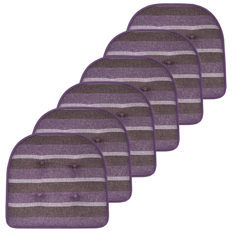 Bradford Striped Indoor U Shaped Memory Foam 17" x 16" Chair Cushion, Purple, 6