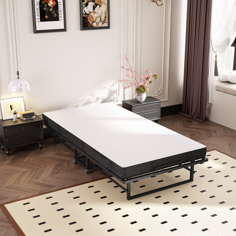 Folding Bed With Mattress,Portable Rollaway Guest Bed For Adults, Twin