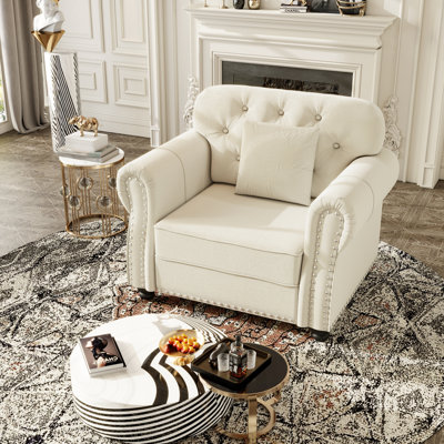 Upholstered Velvet Reiby with Nailhead Trim and Rolled Armrests