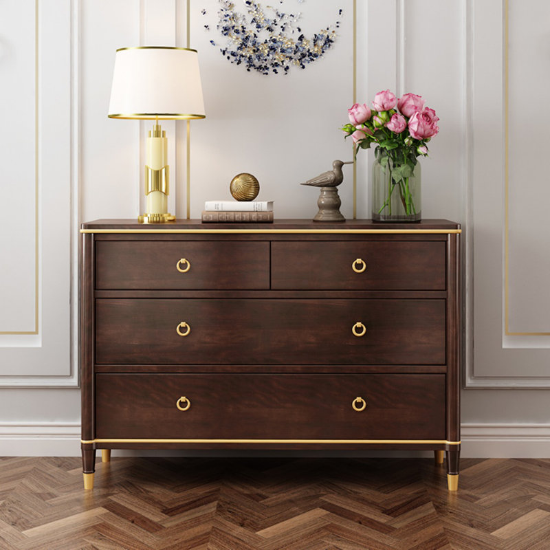 Commode d'appoint simple en bois de hêtre, Brun clair