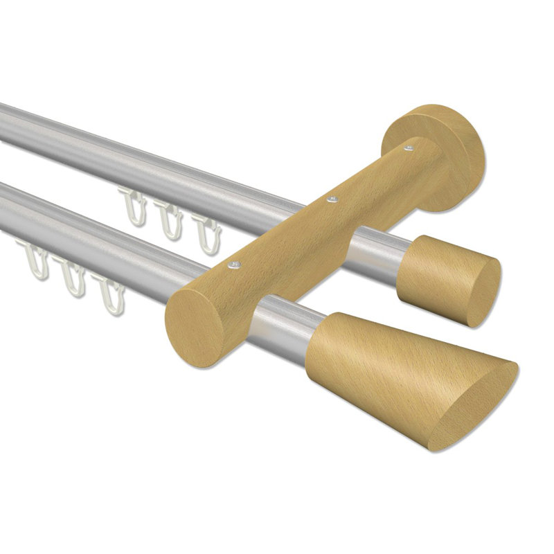 Hopedale Adjustable 2cm Double Curtain Pole, 5cm H x 280cm W x 18cm D