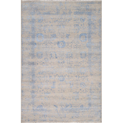 Transitional Silver/L. Blue Area Rug