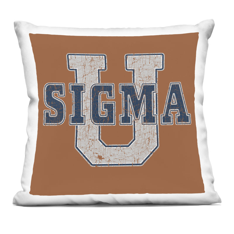 Coussin décoratif imprimé brun Sigma University on Brown, par Grotto Studios, 18 x 7 x 18
