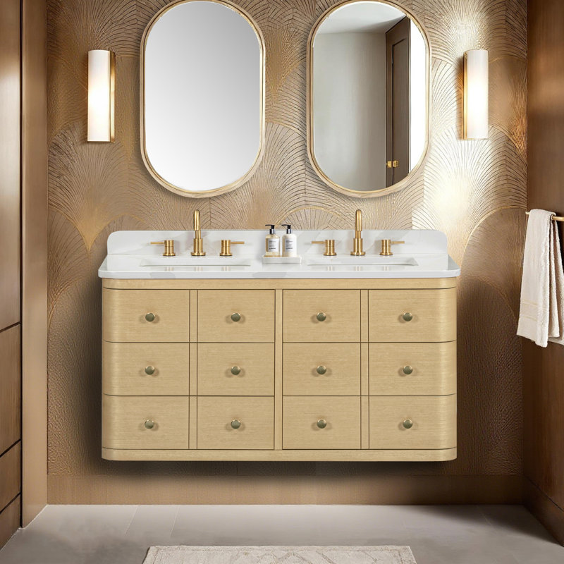Serena 48 in. Double Sink Bathroom Vanity in White Oak