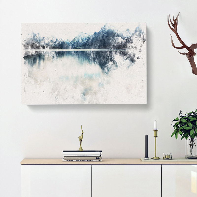 Lake McDonald Montana Watercolour - Print, Wrapped Canvas, 60cm H x 91cm W x 3cm D