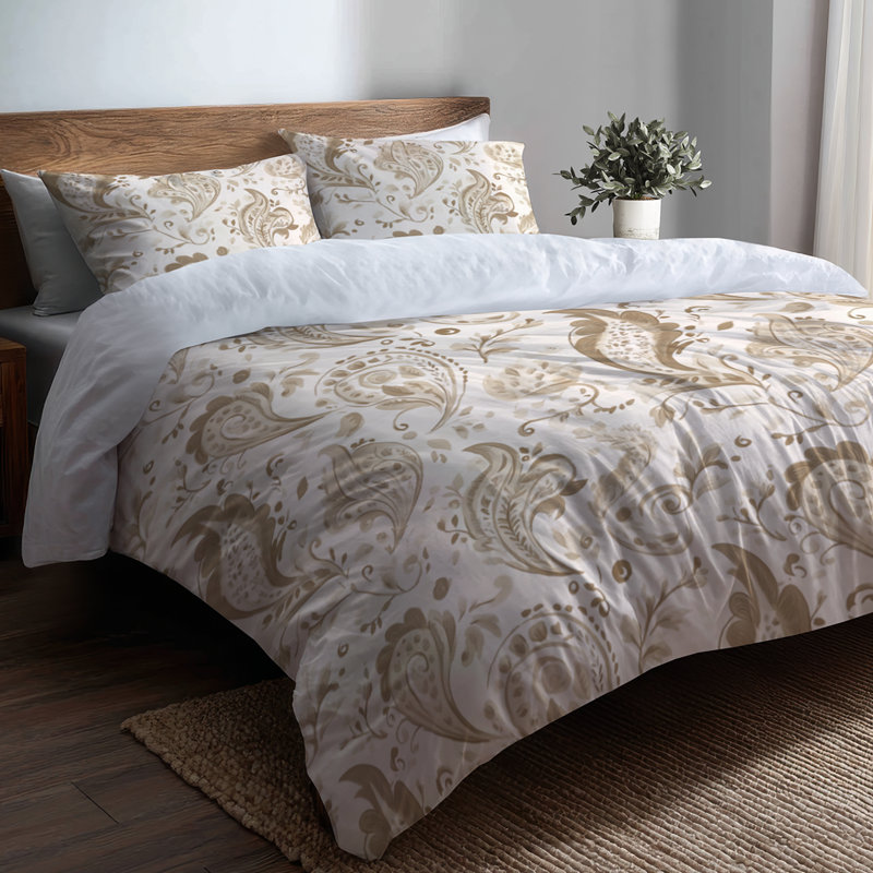 Ensemble de literie 5 pièces Modern - Ensemble de housse de couette à motif floral cachemire beige scandinave