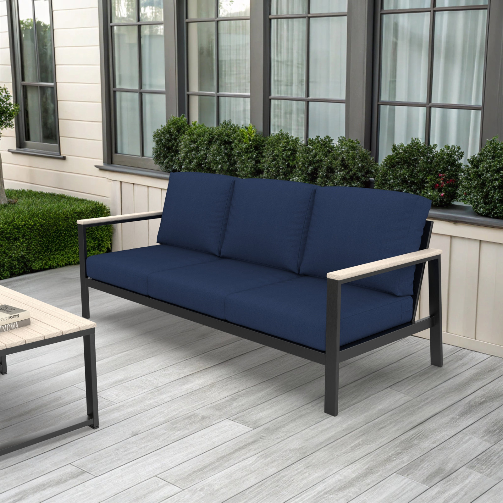 Townsend 80" Sunbrella® Patio Sofa, Sunbrella® Canvas Navy, Yes, Seashell