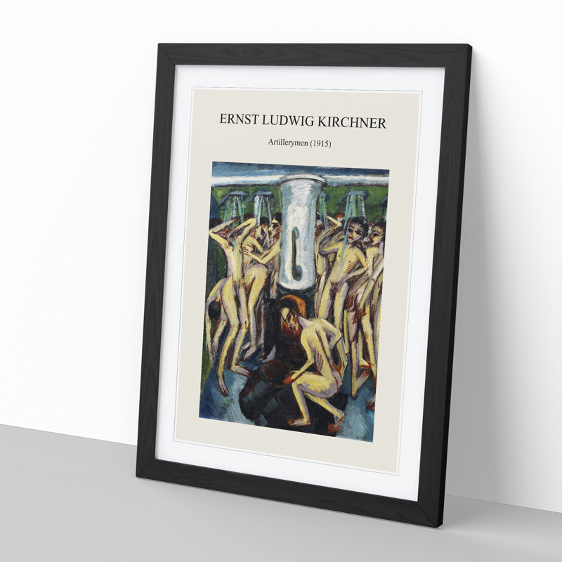 Artillerymen by Ernst Ludwig Kirchner - Single Picture Frame Print on MDF, 36cm H x 27cm W x 2cm D, Black Framed