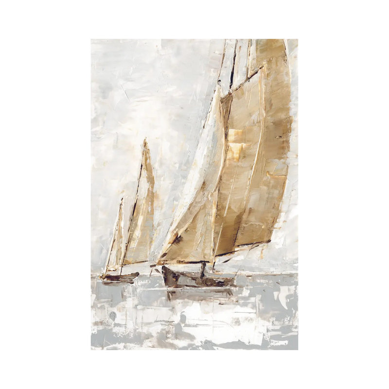 Golden Sails II by Ethan Harper - Wrapped Canvas Painting, 30.48cm H x 20.32cm W x 1.91cm D