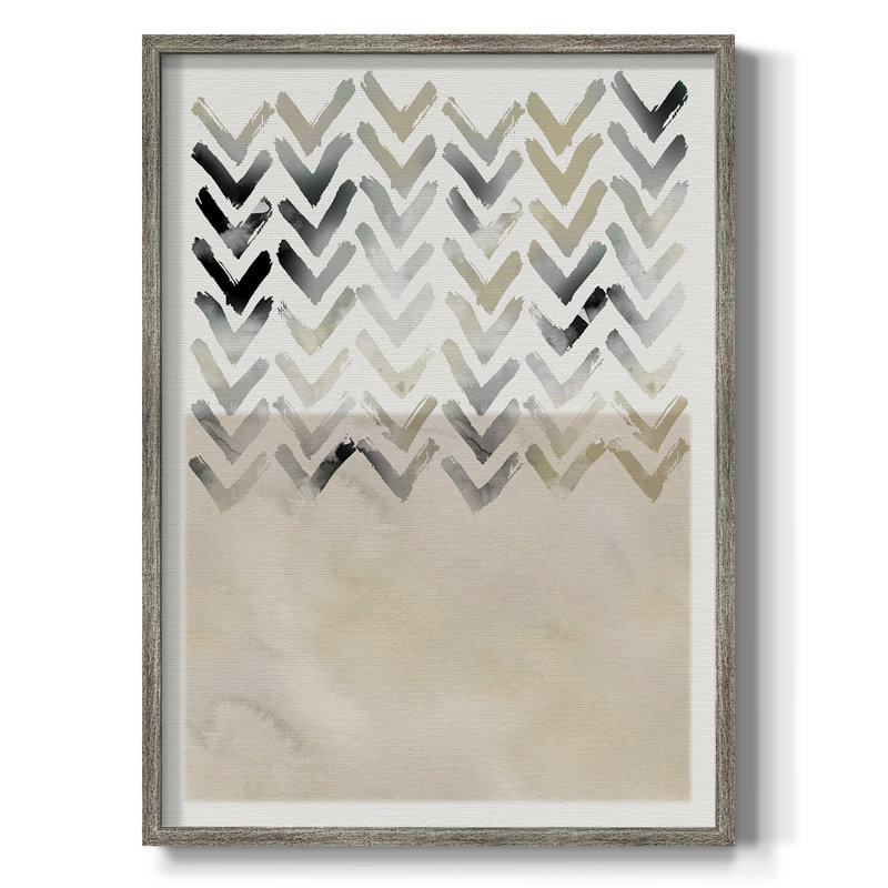 Neutral Chevron Framed Print - Solid Wood, 30" H x 24" W