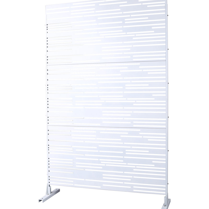 Écran d'intimité en métal l 76 "H48" - Blanc pour jardin, terrasse autoportante, terrasse et balcon, Blanc