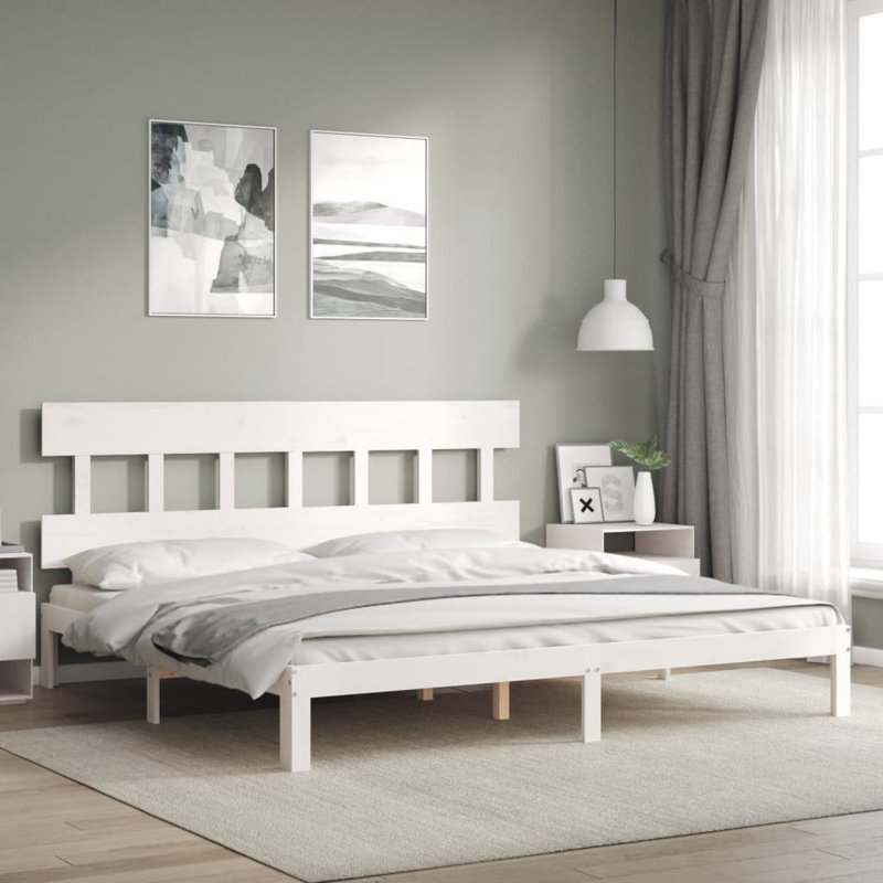 Highlands Solid Wood Bed, 200 x 200cm, White