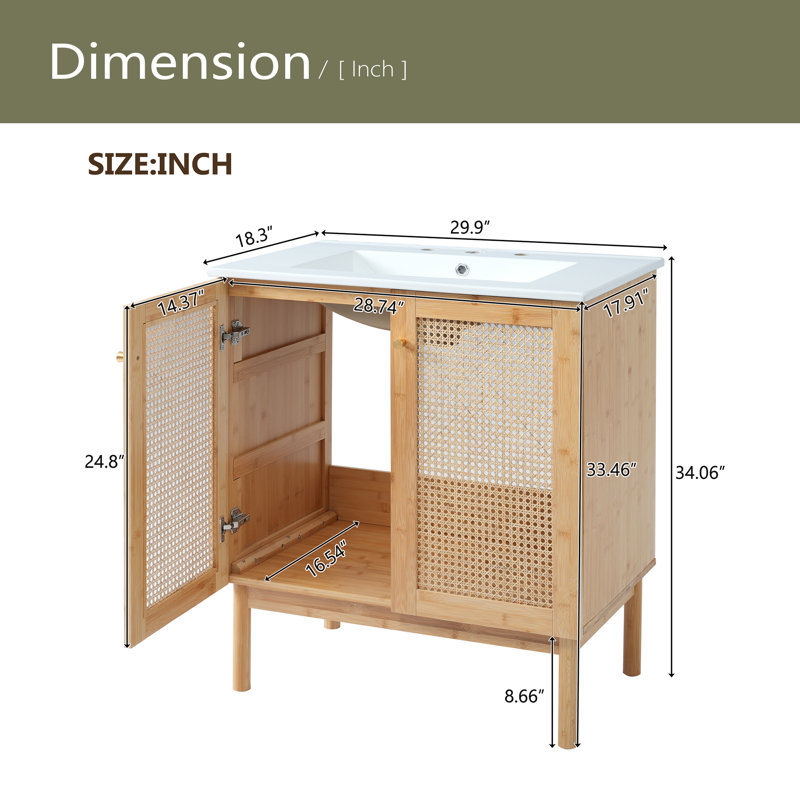 30-Inch Bathroom Vanity Crafted From Natural Materials