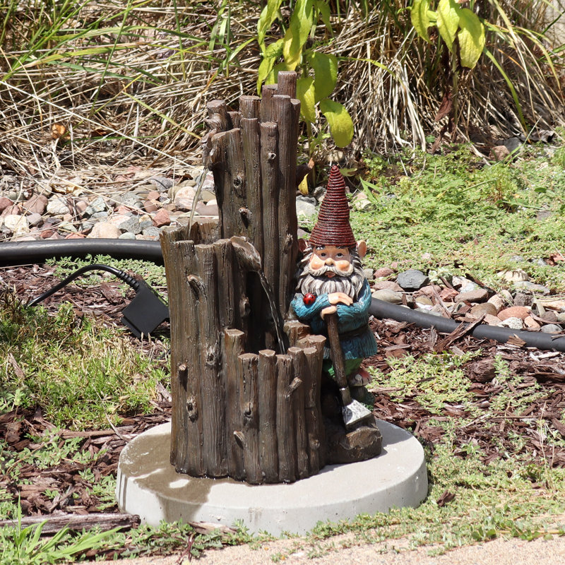 Fontaine d'extérieur gnome résistante aux intempéries avec lumière