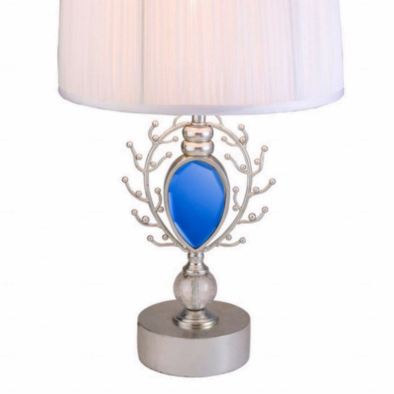 27.75" Tall Table Lamp "Just Dazzle" With Silver Finish, White Shade