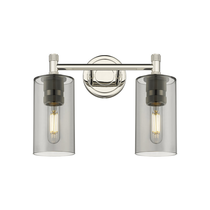 Éclairage pour meuble-lavabo mural 2 lumières Crown Point, Fumée, Nickel poli