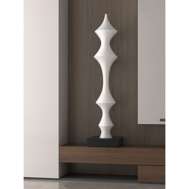 Wabi-Sabi Style High-end Threaded Column Ornament, White