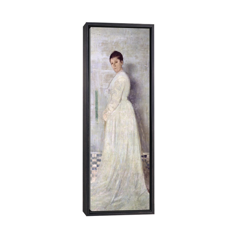 Harmonie en blanc - impression d'art mural, 72 po x 24 po, Toile avec cadre, Noir patiné