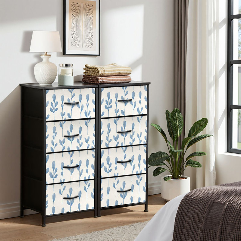 4 Drawer Dresser for Bedroom, Narrow Chest of Drawers, Wooden Top and Study Iron Frame 18"x37.5"-(WxH)