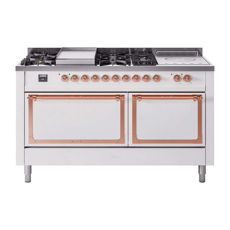 ILVE Nostalgie II Noblesse 60 in Dual Fuel Range 7 Burner, Griddle, Frenchtop