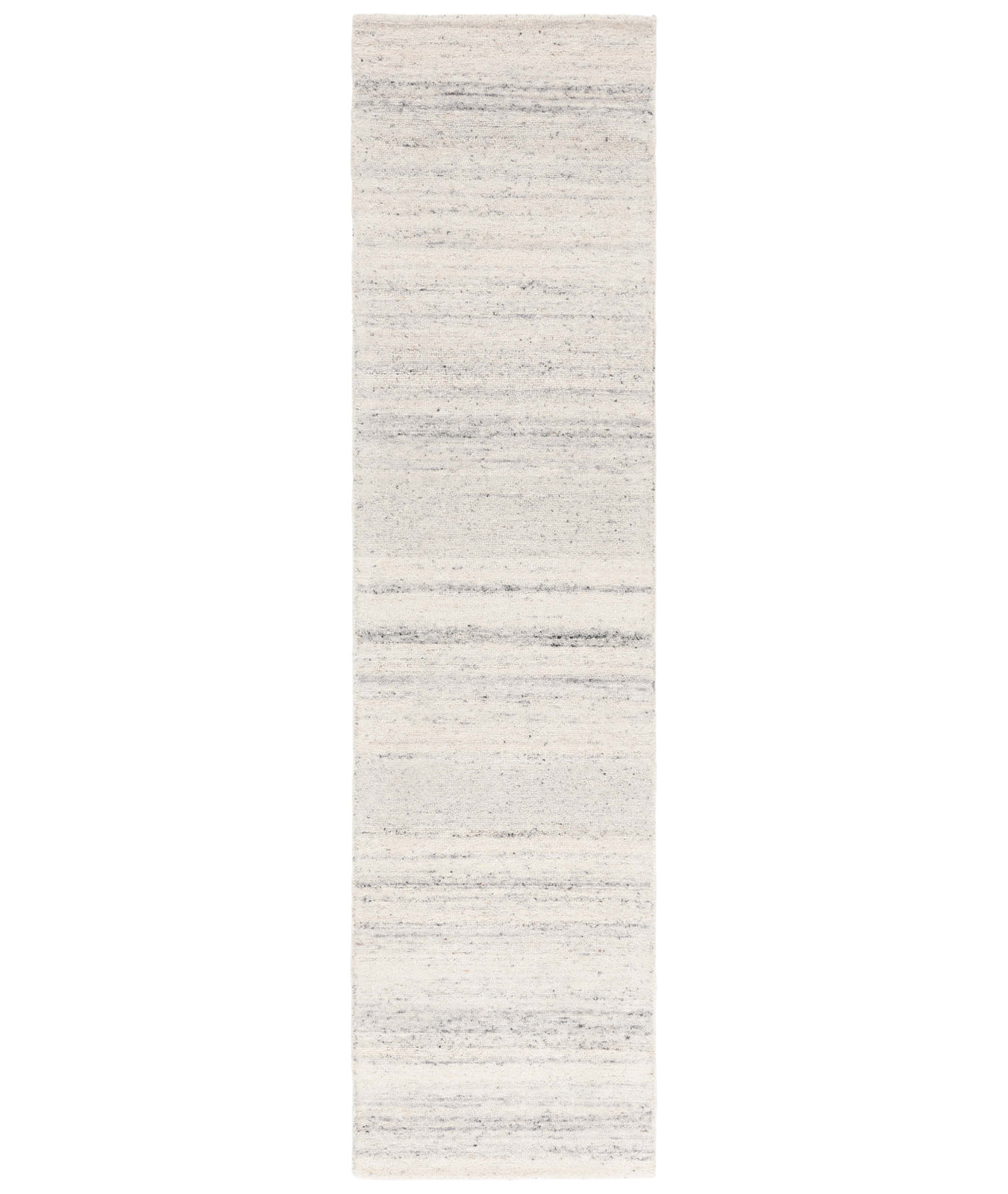 Gray Hand-Woven Striped Wool Rug, Runner 2'3" x 9'